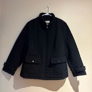 St John’s Bay Quilted Full Zip Jacket Many Pockets Black